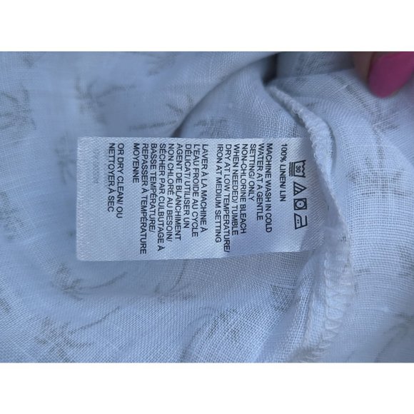 Long Sleeve Summer Button-up Top Palm Trees CORE Life Linen Small SM S - Picture 7 of 8
